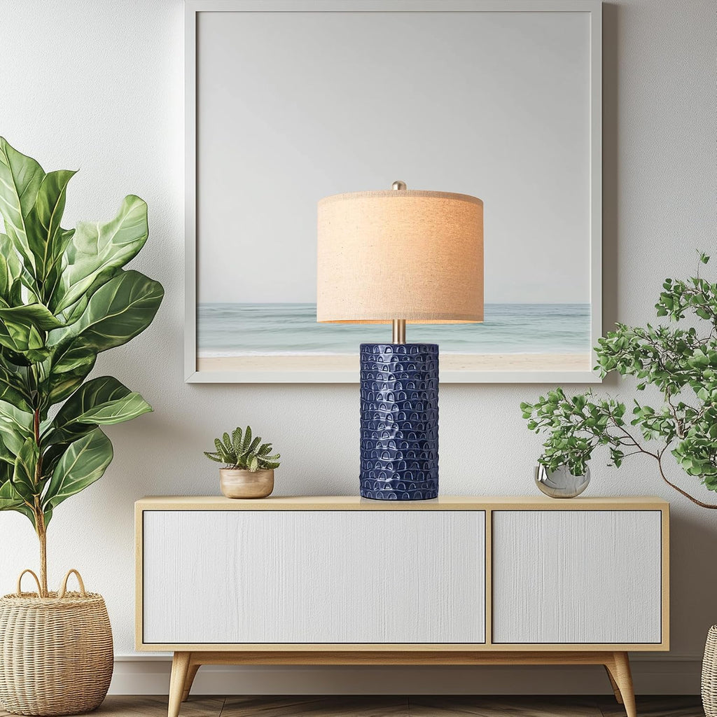 PARTPHONER 23" Modern Ceramic Table Lamp Set of 2, Table Lamps for Living Room, Rustic Farmhouse Bedside Lamps Nightstand lamp for…