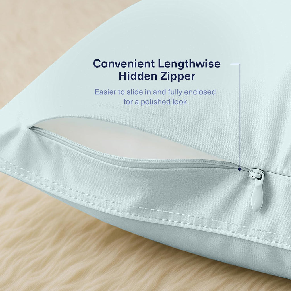 KickoffHome Kickoff Viscose Bamboo Pillowcase, Queen, Set of 2, 100% Organic Hidden Zippered Viscose Bamboo Pillow Case Queen Size, Cooling…