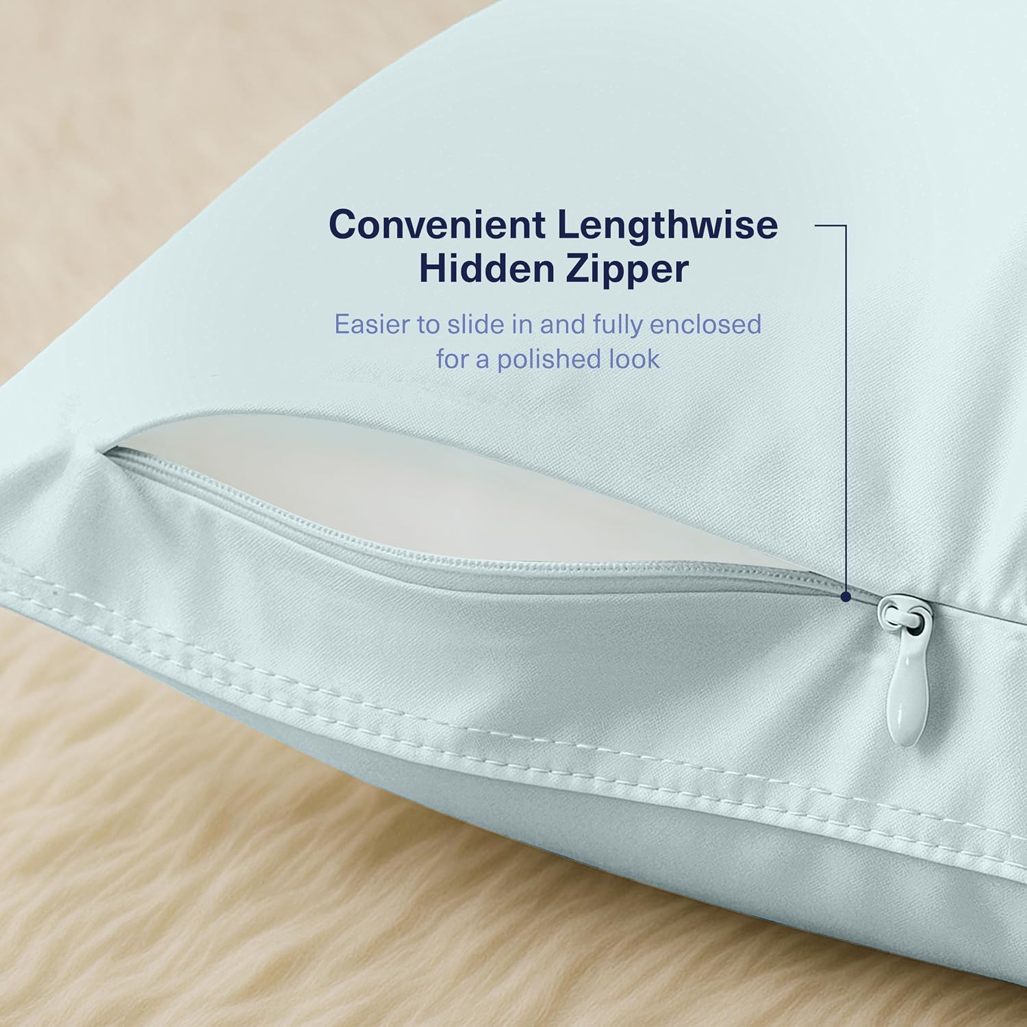 KickoffHome Kickoff Viscose Bamboo Pillowcase, Queen, Set of 2, 100% Organic Hidden Zippered Viscose Bamboo Pillow Case Queen Size, Cooling…