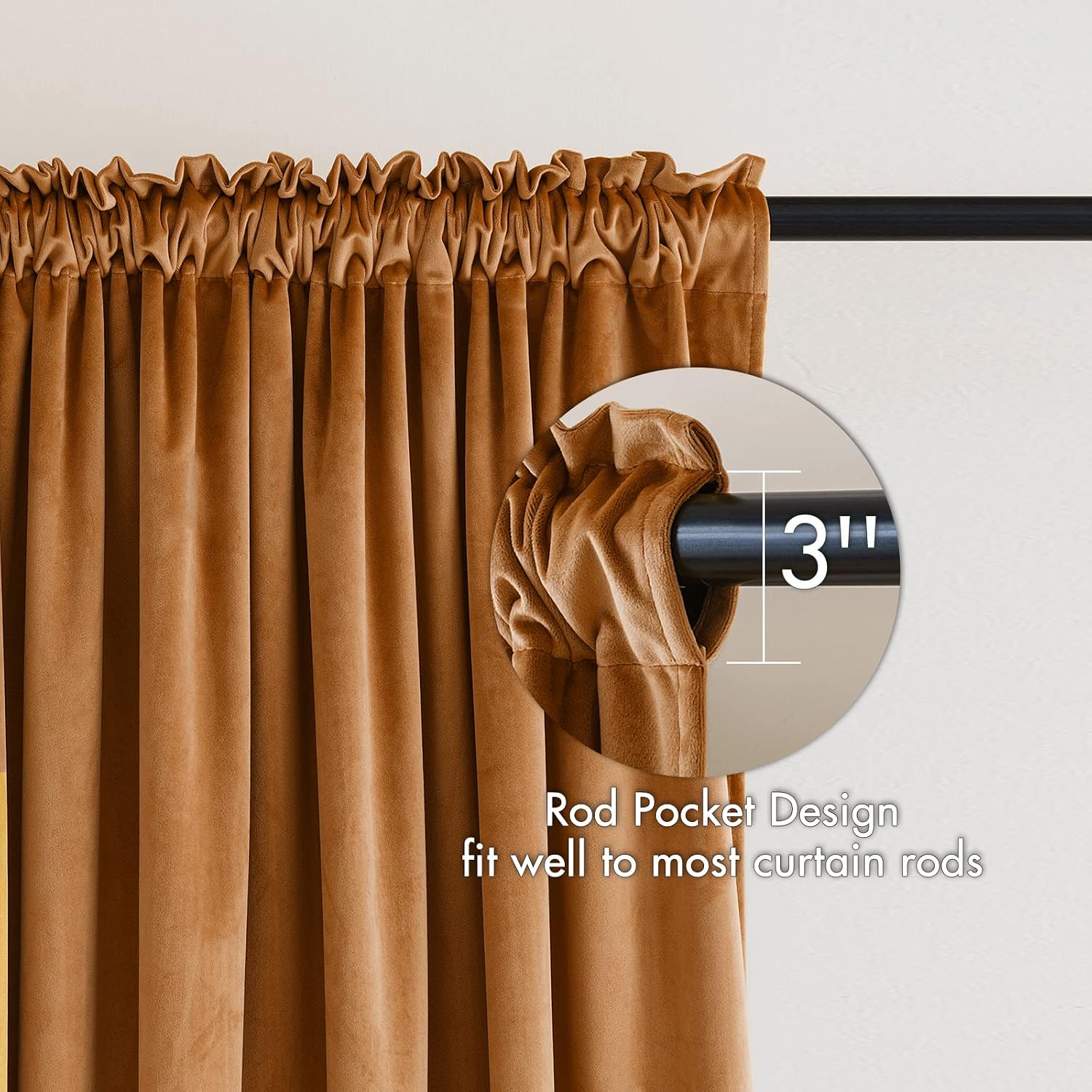 MIULEE Gold Brown Velvet Curtains Thermal Insulated Blackout Curtain Fall Drapes for Bedroom Living Room Darkening 84 Inches Long…