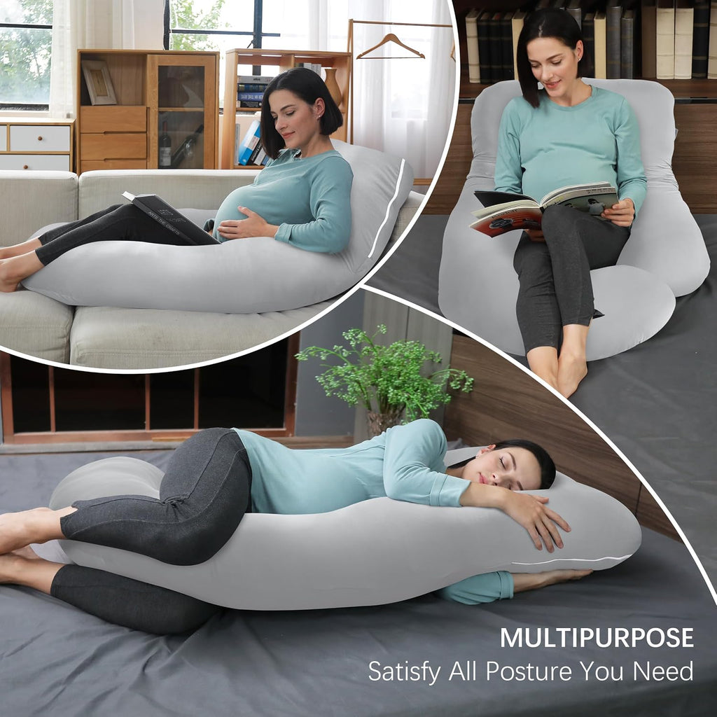 Moonpark MOON PARK Pregnancy Pillows for Sleeping - U Shaped Full Body Maternity Pillow with Removable Cover - Support for Back, Legs, Bell…