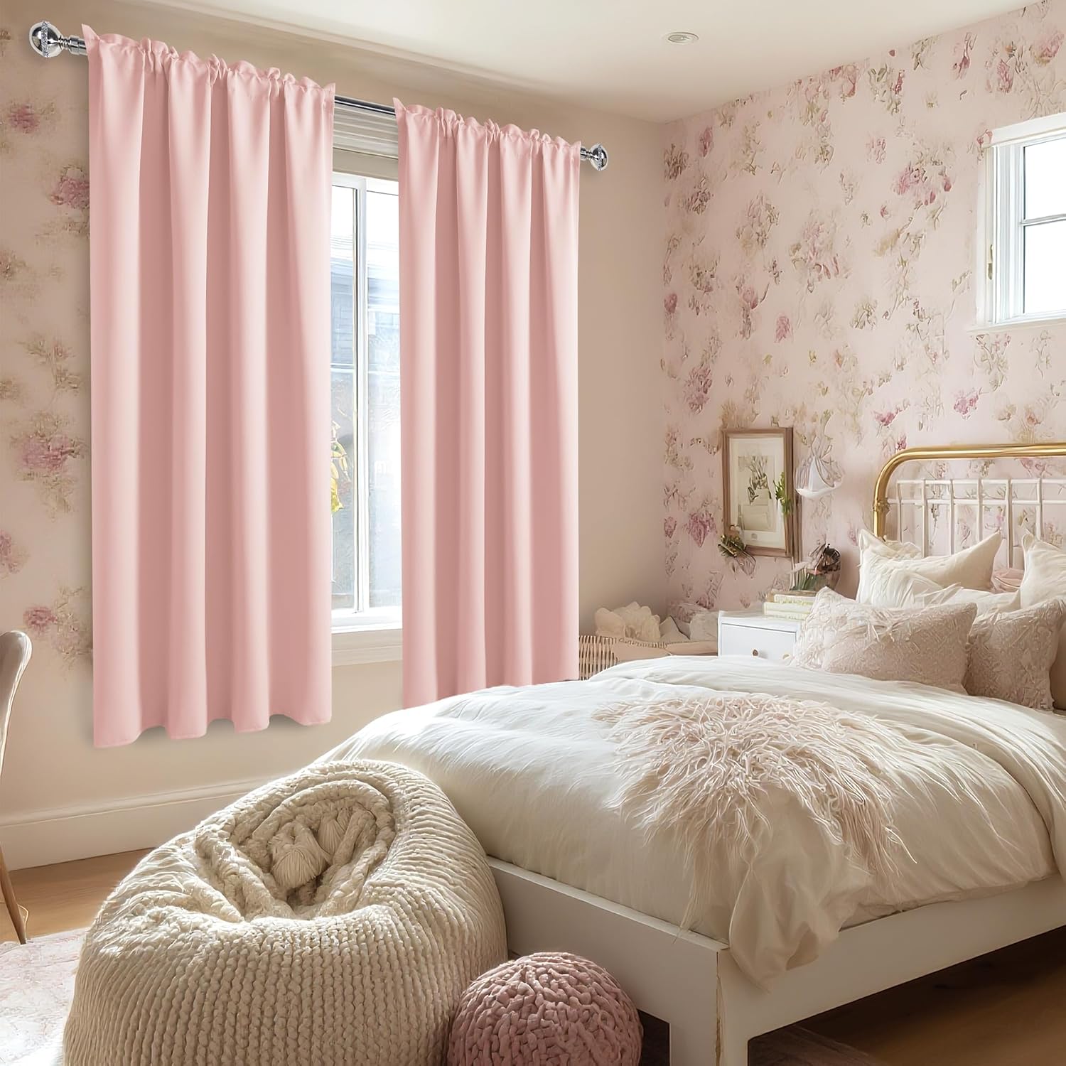 DWCN Blackout Curtains – Thermal Insulated, Energy Saving & Noise Reducing Bedroom and Living Room Curtains, Blush Pink, W 42x L 63 Inch…