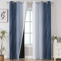 Estelartextiler Estelar Textiler Navy Blue and Greyish White Blackout Curtains 84 Inches Long, Full Room Darkening Grommet Curtains for Bed…