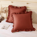 KKJIAF Ruffle Pillow Cases 18x18 Inches, Dusty Orange Square Ruffled Pillow Covers Set of 2, Microfiber Wrinkle Resistant Pillow Shams…