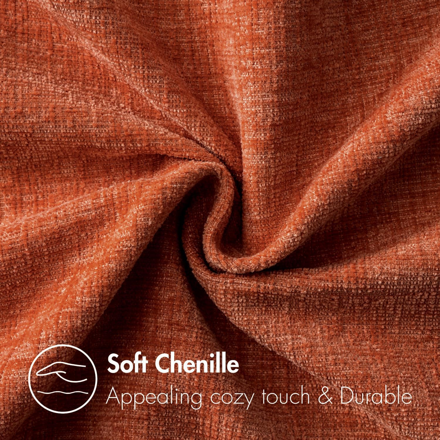 Miulee Pack of 2 Rust Throw Pillow Covers 20x20 Inch Soft Chenille Pillow Covers for Sofa Living Room Couch Solid Dyed Cases