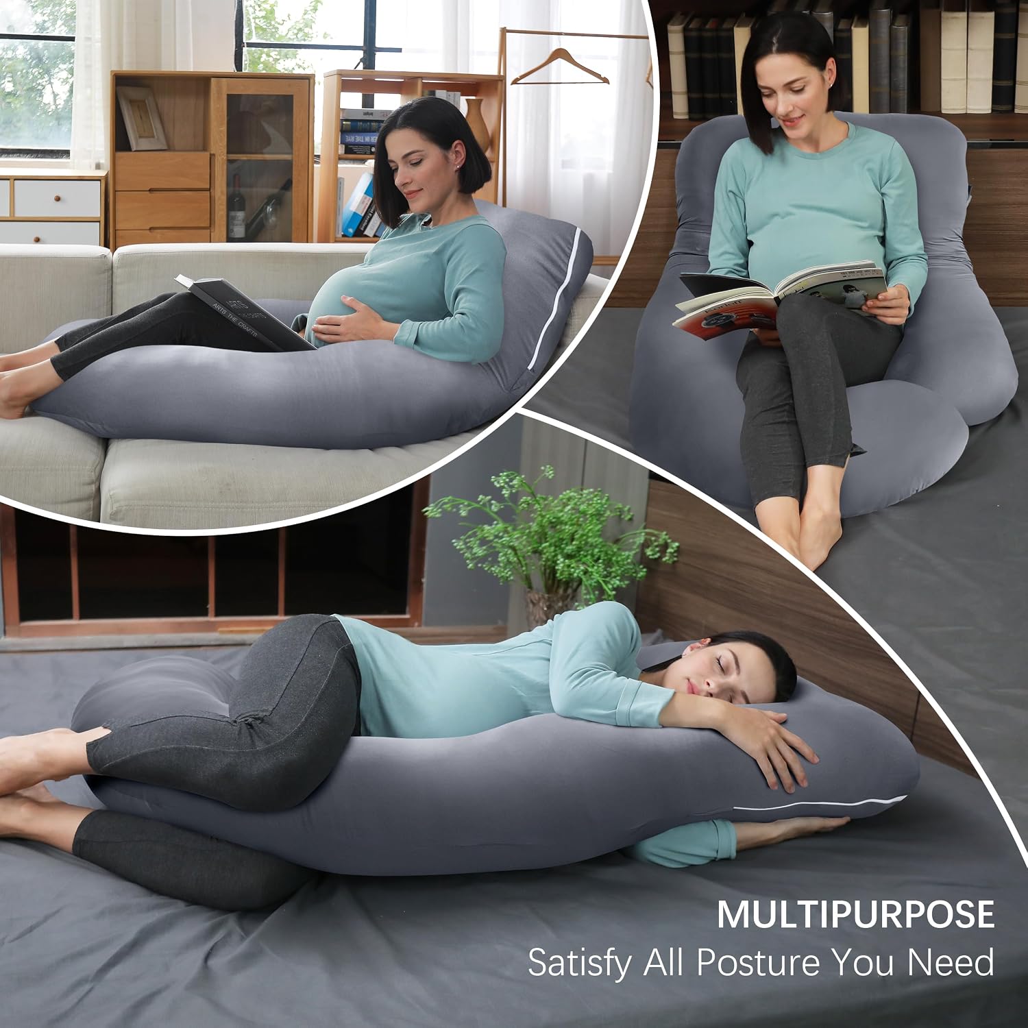 Moonpark MOON PARK Pregnancy Pillows for Sleeping - U Shaped Full Body Maternity Pillow with Removable Cover - Support for Back, Legs, Bell…