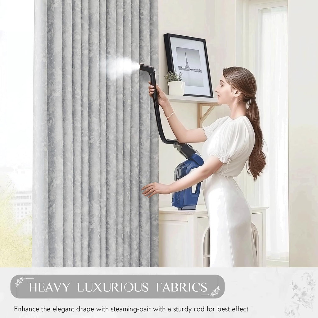 Beauoop Grey Floral Jacquard Blackout Curtains 72 Inches Long 2 Panels for Bedroom Living Room Chenille Flower Room Darkening Thermal…