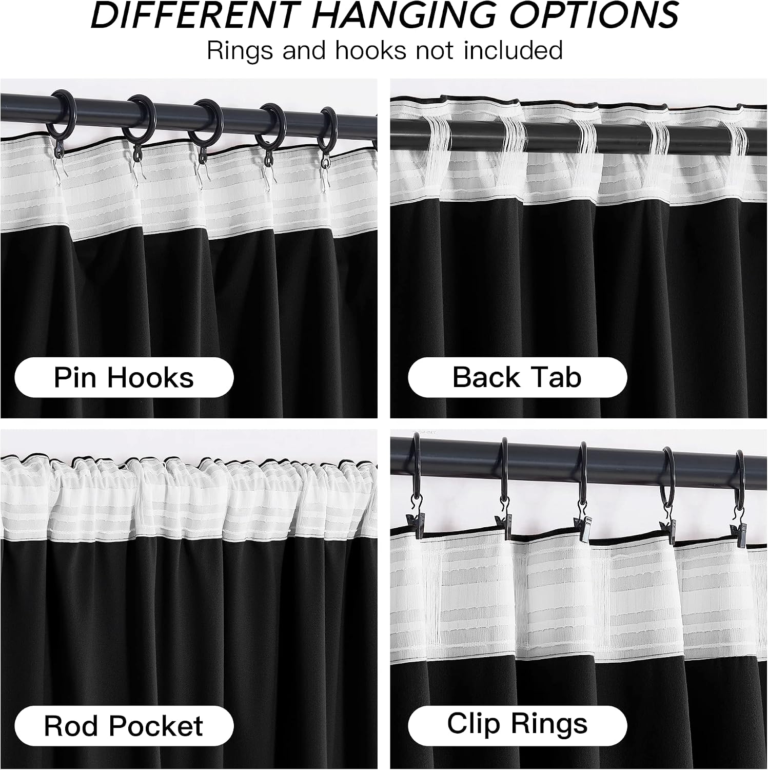 Rybhome RYB HOME Velvet Blackout Curtains for Bedroom - Black Super Soft Room Darkening Thermal Insulating Window Drapes for Living Room Di…