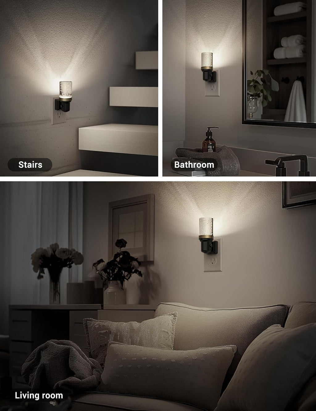 JandCase Night Light, Dimmable Night Lights Plug into Wall, Auto On/Off Light Sensor Nightlight, 5000K Daylight White 0-100LM Brightness…