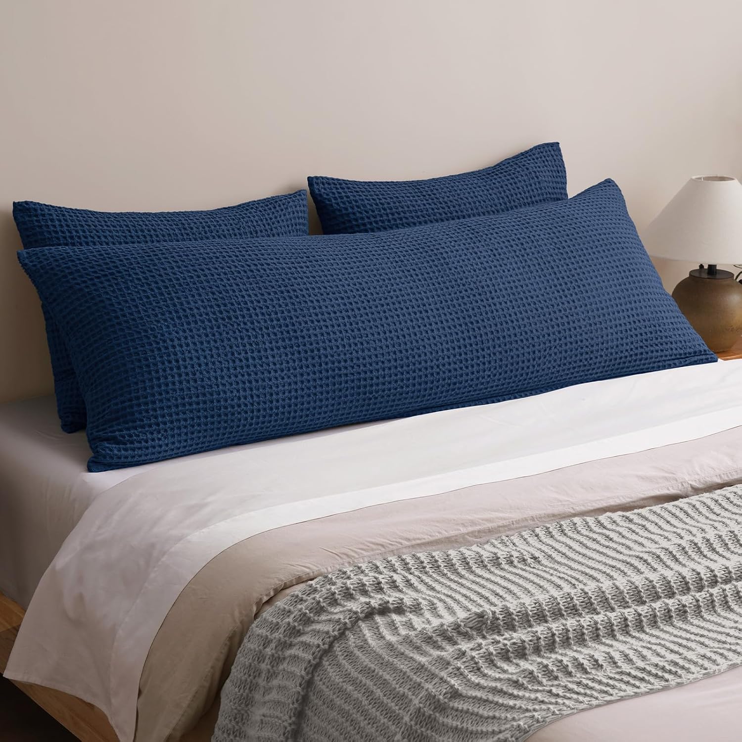 Phf Ultra Soft Waffle Weave Body Pillowcase with Zipper, No Insert, 1Pack 20" x 54" Pillow Sham, Breathable & Skin-Friendly Body Pillow cas…