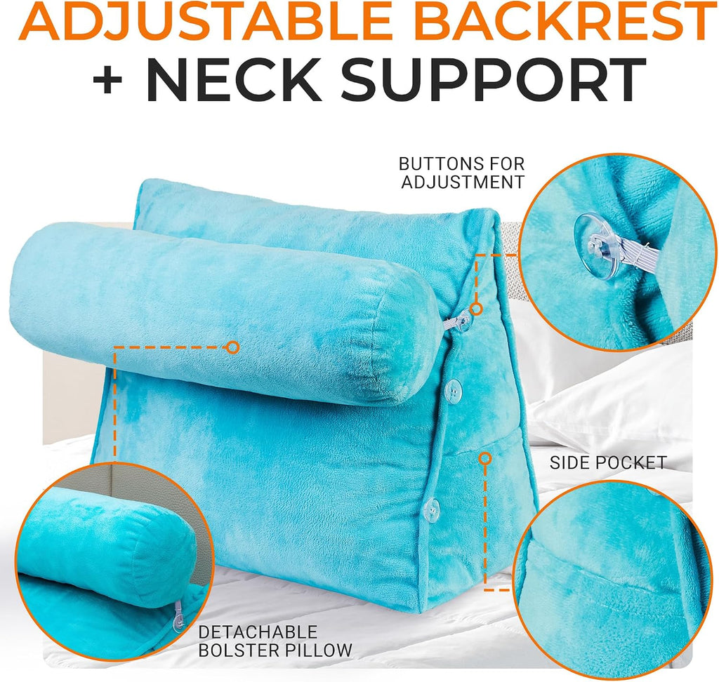 Cheer Collection Reading Wedge Pillow - Adjustable Wedge Reading Pillow with Neck Support, Hollow Fiber-Filled Backrest Pillow for…