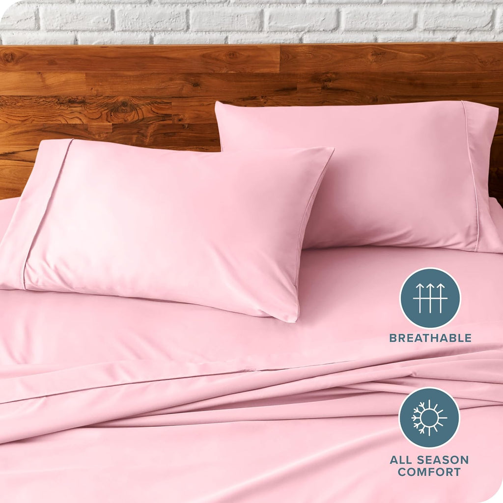 BareHome Bare Home Microfiber Pillow Cases - Standard/Queen Size Set of 2 - Cooling Pillowcases - Double Brushed - Light Pink Pillowcases 2…