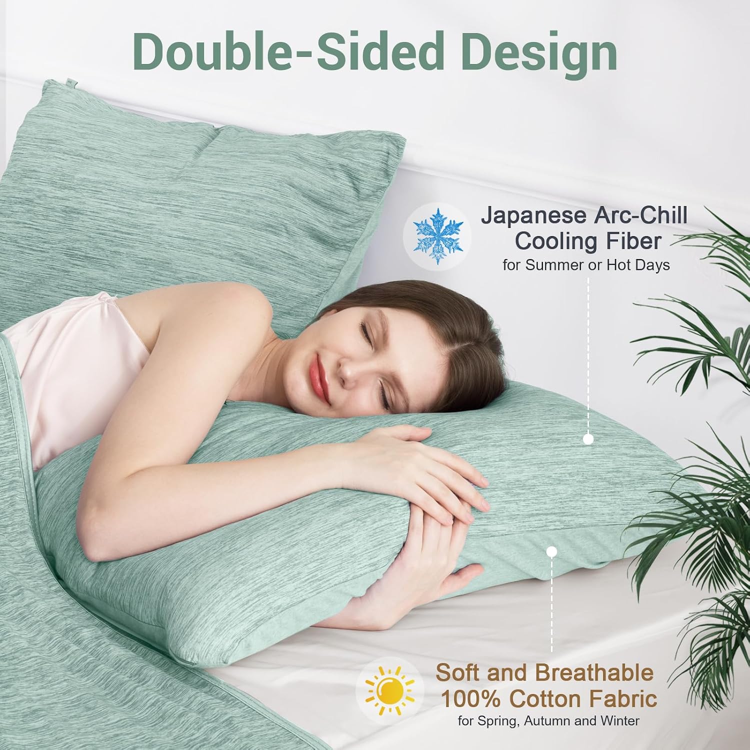 Elegear Cooling Pillow Cases for Hot Sleepers, Japanese Q-Max 0.5 Cooling Pillowcases, Both Sides(Cooling/Cotton), Breathable Soft Pillowca…