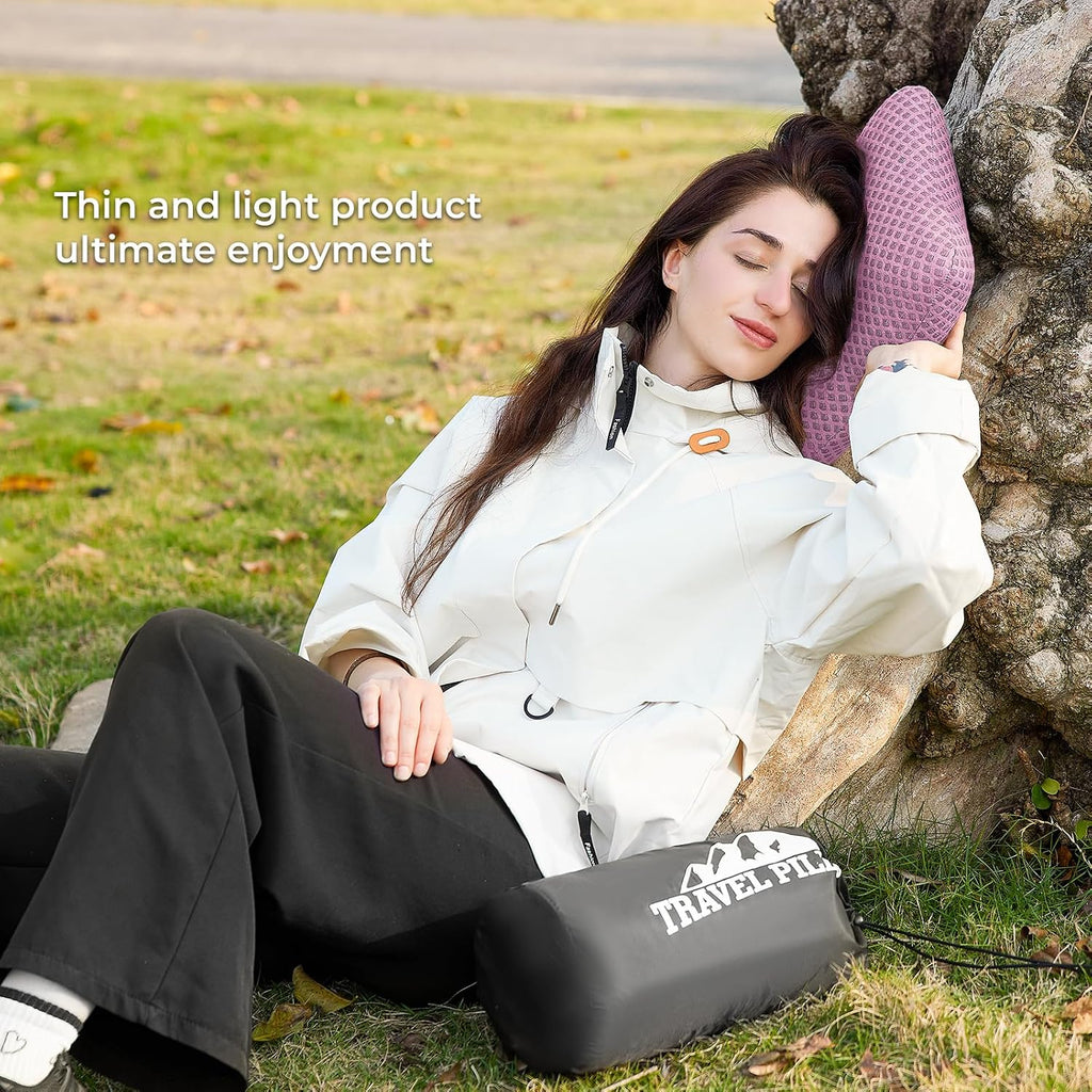 Peujew Travel Pillow Memory Foam Pillows, Camping Pillow-Compressible Medium Firm, Breathable Cover, Ideal Backpacking Hiking, Bed Pillows,…