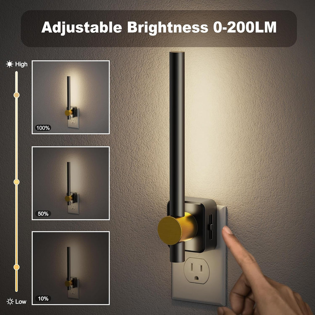 JandCase LED Night Light, Dimmable 0–200LM with Dusk‐to‐Dawn Sensor, 5000K Daylight White Night Light Plug into Wall, for Bathroom…