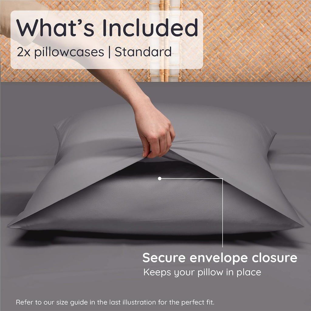 Bambaw 100% Viscose Derived from Bamboo Pillowcases Standard Size – Set of 2 Cooling Pillow Case with Envelope Closure, Breathable & Soft P…
