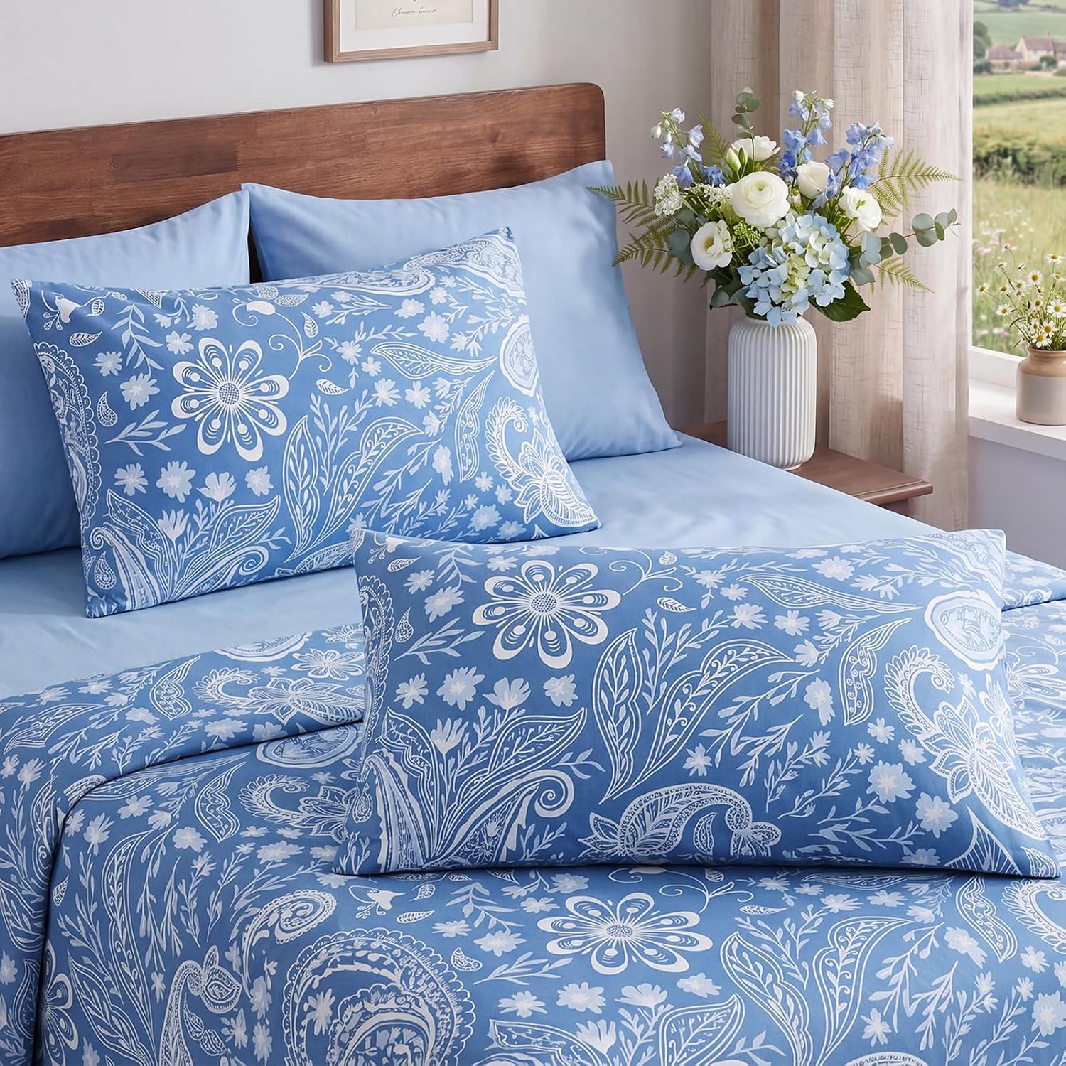 Bedorm Standard Size Pillow Cases Set of 2 Paisley Floral Pillow Covers Soft & Breathable 100% Cotton Pillowcases Boho Chic Decorative Pill…