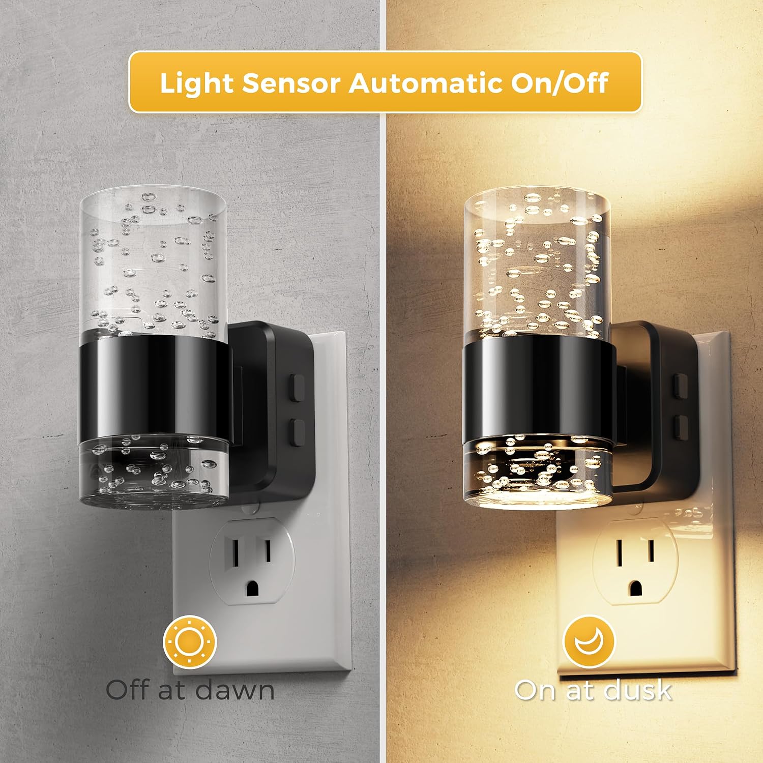 L LOHAS LED Night Lights Plug into Wall, Dimmable Night Light with Dusk-to-Dawn Sensor, Cool White/Soft White/Amber 3 Color Light…