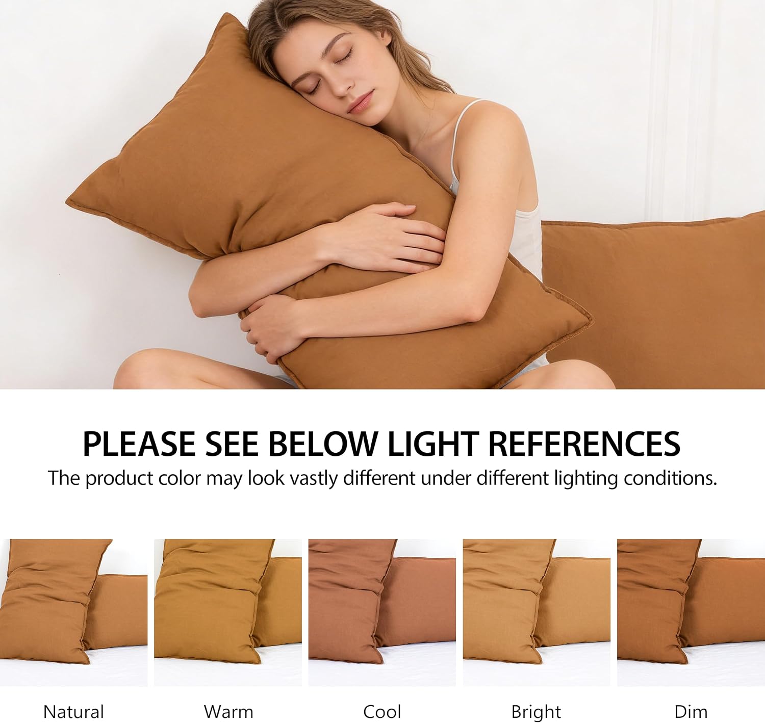 Simple&Opulence 100% Linen Pillowcases Basic Style Solid Color Set of 2, King Size Stone Washed Flax Pillow Cover Envelope Closure…
