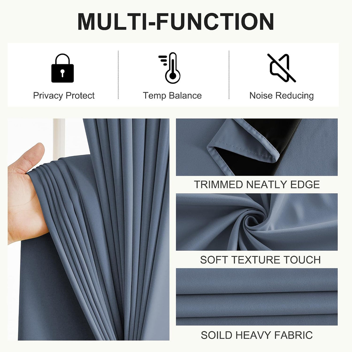 NICETOWN Bedroom Curtains 84 Inches Length, 100% Blackout Drapes Thermal Insulated with Grommet for Living Room Office Privacy Darkening…