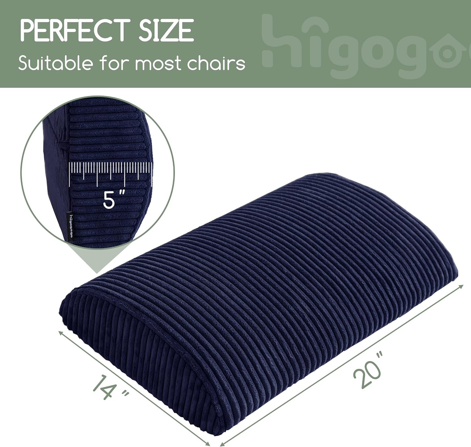 Higogogo Lumbar Support Pillow for Recliner Chair/Accent Chair/Couch, Large Memory Foam Back Support Cushion for Elderly, Recliner Cushions…