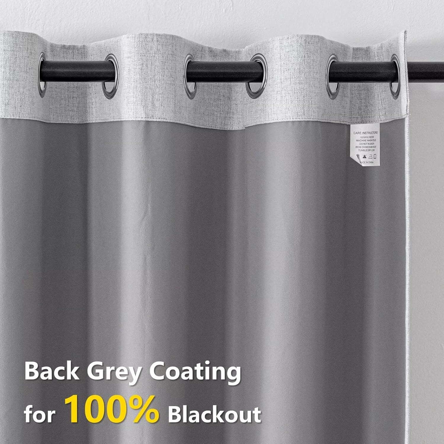 Igemaeve 100% Blackout Curtains for Bedroom 1 Panel, Greyish White Curtians 108 Inches Long Thermal Insulated, Blackout Grommet Drapes for…