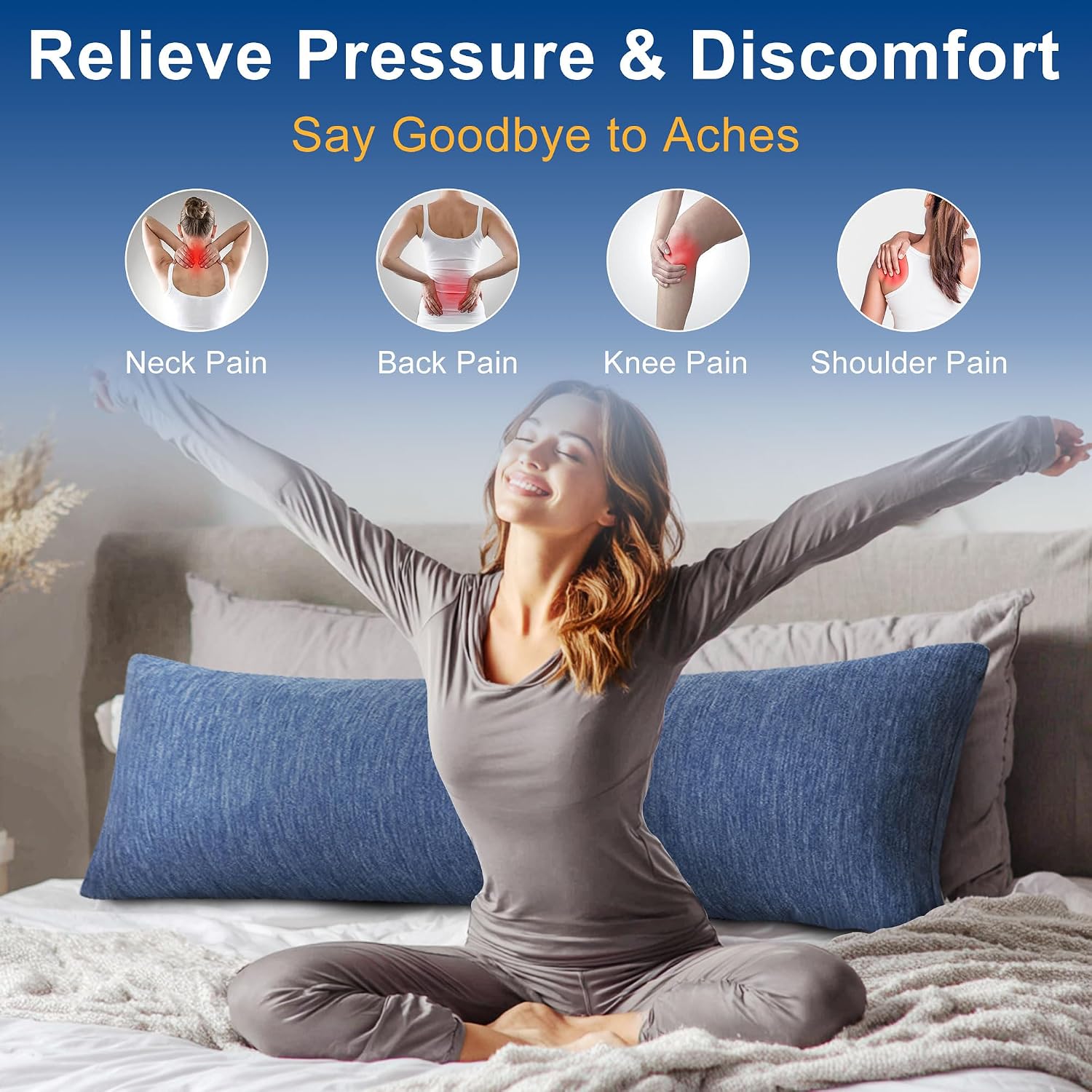 Hiasan Cooling Body Pillow for Adults, Long Memory Foam Body Pillow - Full Size Support for Side Sleepers & Pregnancy, Back, 20x54 Inches,…