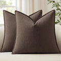 Anroduo Pack of 2 Decorative Linen Pillow Covers Mocha Brown Neutral Farmhouse Boho Soild Cushion Case Soft Accent Pillowcase for Couch Sof…