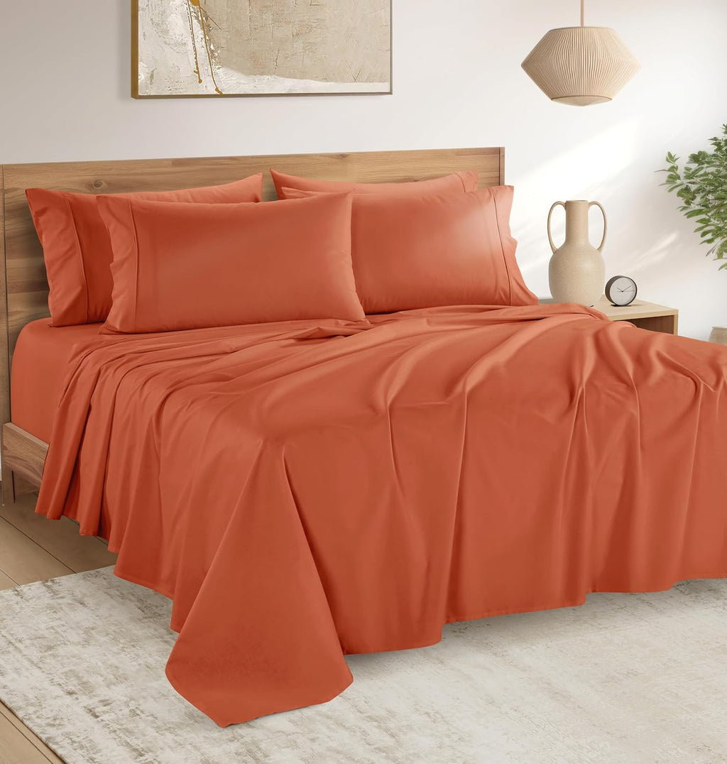 Casa Platino 100% Cotton Sheets Twin XL Size Set - 4 Pieces (1 Flat, 1 Fitted, 2 Pillowcases) - Soft, Breathable & Cooling Percale Bed…