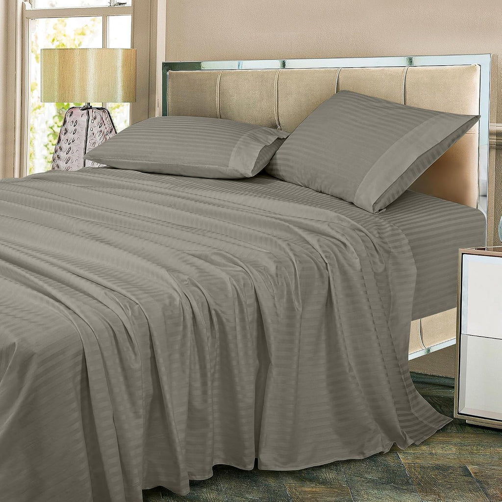 Royalelinens ROYALE LINENS 300 Thread Count 100% Long Staple Combed Cotton Striped Sheet Set - 4 Piece Full Bed Sheets - 1 Fitted, 1 Flat,…