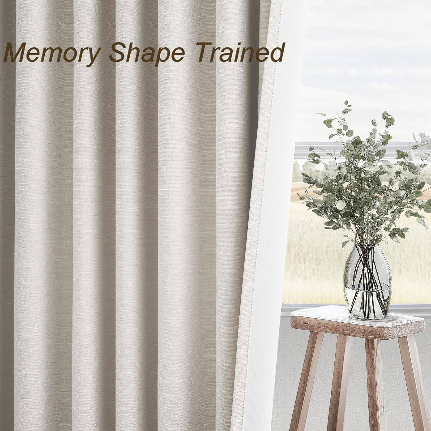 Topfinel Extra Wide Total Blackout 96 Inch Curtains 72 Inches Wide for Living Room Ivory Cream Pleat Linen Blackout Curtain for Large Windo…