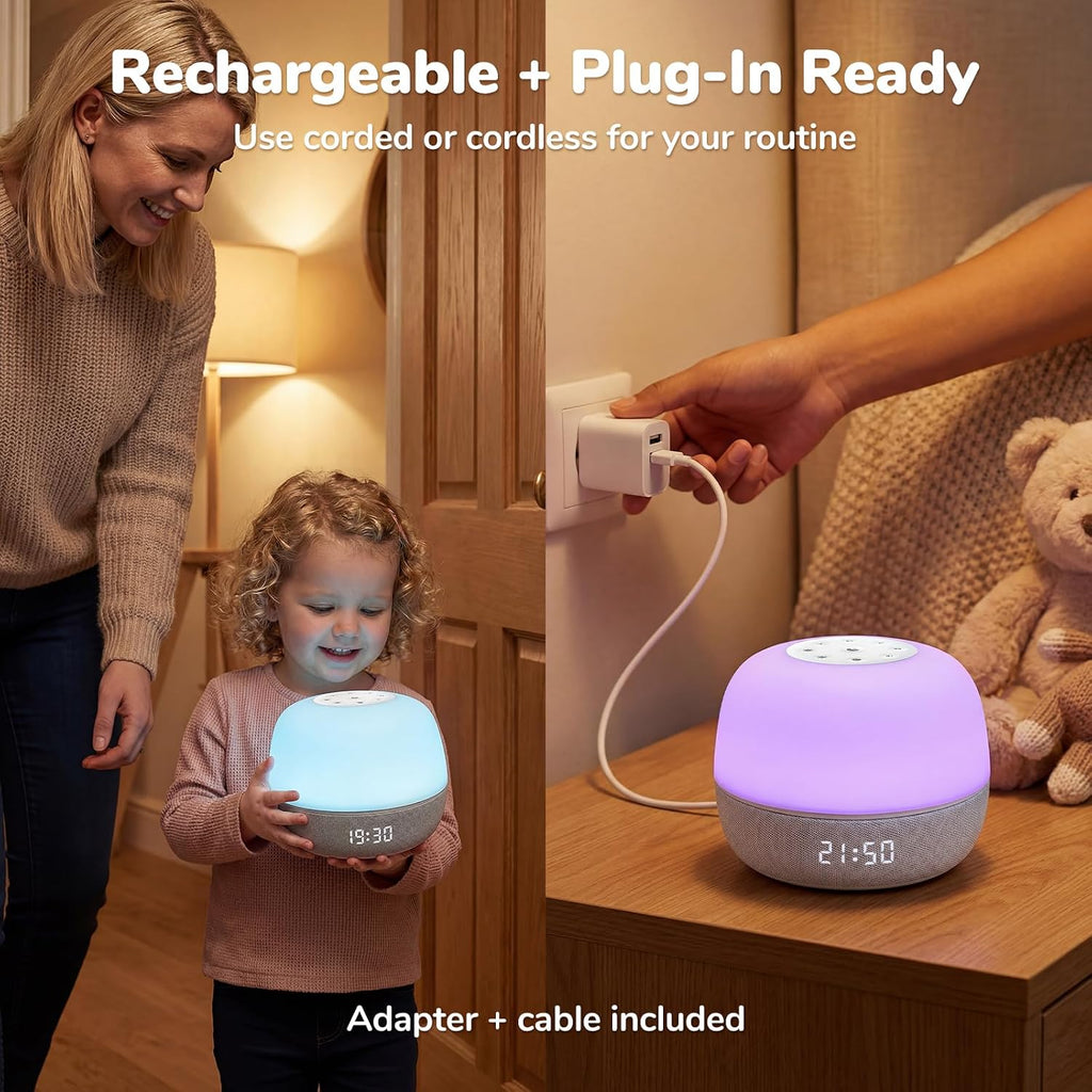 2025 Mom's Choice Awards | Sound Machine Baby White Noise Machine with Sunrise Alarm Clock & App Control – 360° RGB Night Light, Sleep…