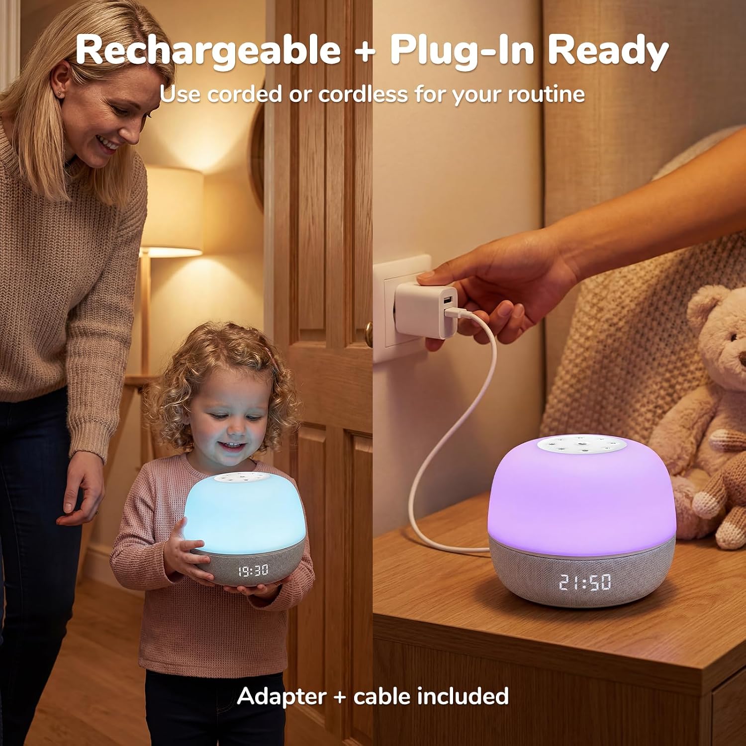2025 Mom's Choice Awards | Sound Machine Baby White Noise Machine with Sunrise Alarm Clock & App Control – 360° RGB Night Light, Sleep…