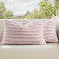 decorUhome Summer Cozy Faux Fur Throw Pillow Covers 12x20 Set of 2 Decorative Soft Plush Striped Lumbar Modern Farmhouse Boho Couch Pillow…