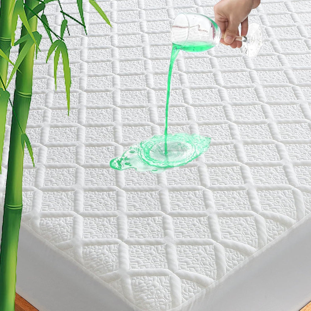 Unilibra Queen Size Waterproof Mattress Protector, 3D Air Rayon Made from Bamboo Cooling Mattress Cover, Breathable Deep Pocket Mattress Pa…