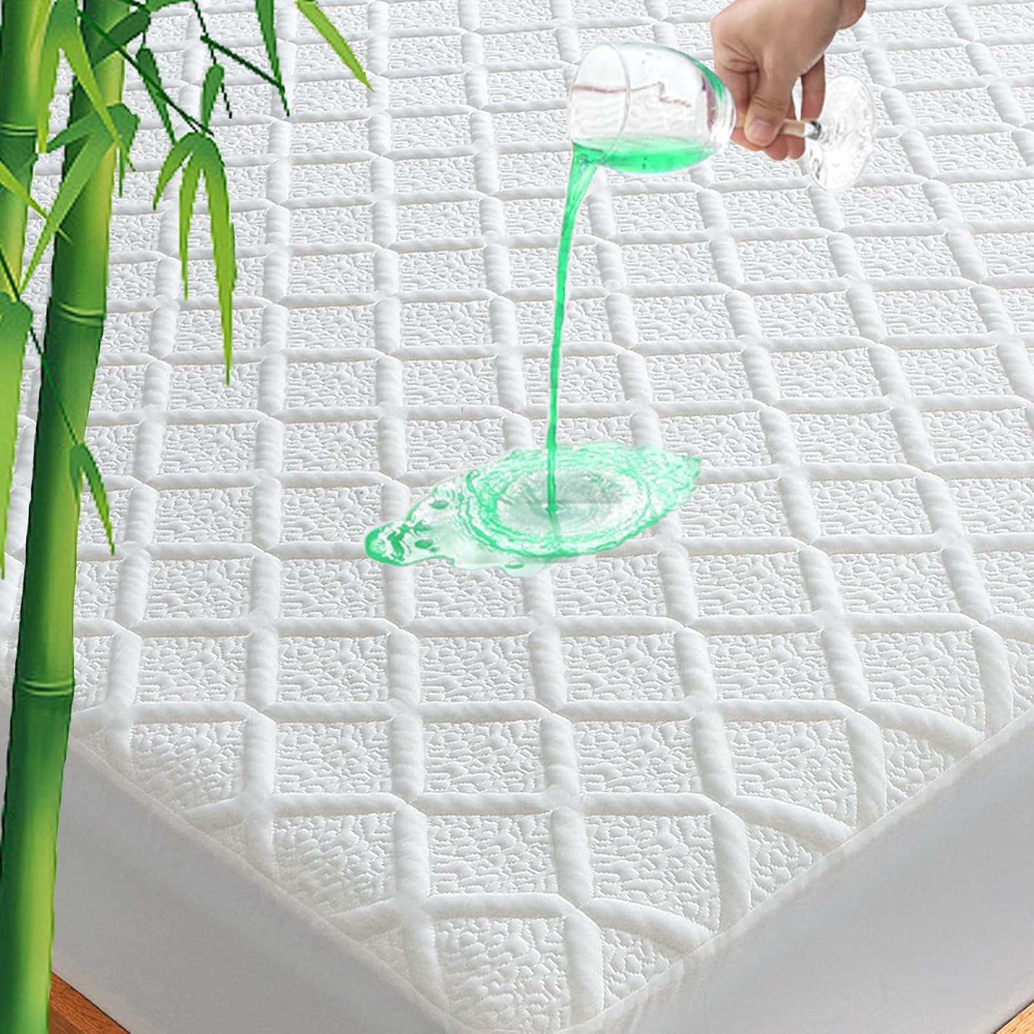 Unilibra Queen Size Waterproof Mattress Protector, 3D Air Rayon Made from Bamboo Cooling Mattress Cover, Breathable Deep Pocket Mattress Pa…