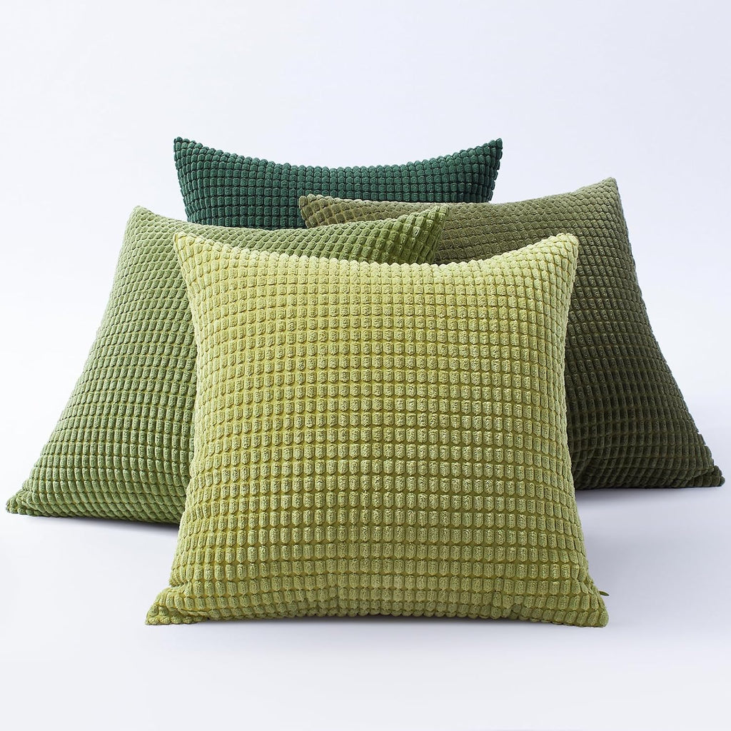 Softalker Throw Pillow Covers 16x16 Inch, Set of 4, Soft Corduroy Boho Stripe Decorative Pillow Cover, Couch Fluffy Pillow Cover for…