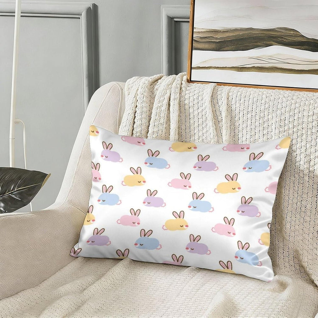 Cute Bunny Satin Pillowcase for Hair and Skin, Silk Pillow Case Soft and Cozy Body Pillow Covers Standard Size with Envelope Closure…