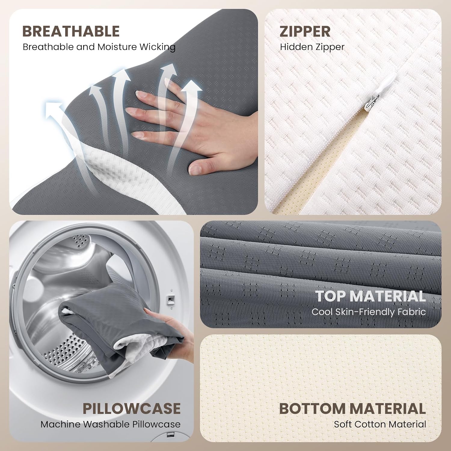 A-Pce 2 Pack Neck Cervical Pillow for Sleeping, Memory Foam Pillow with Soft Cover, Ergonomic Support Pillow for Neck & Shoulder