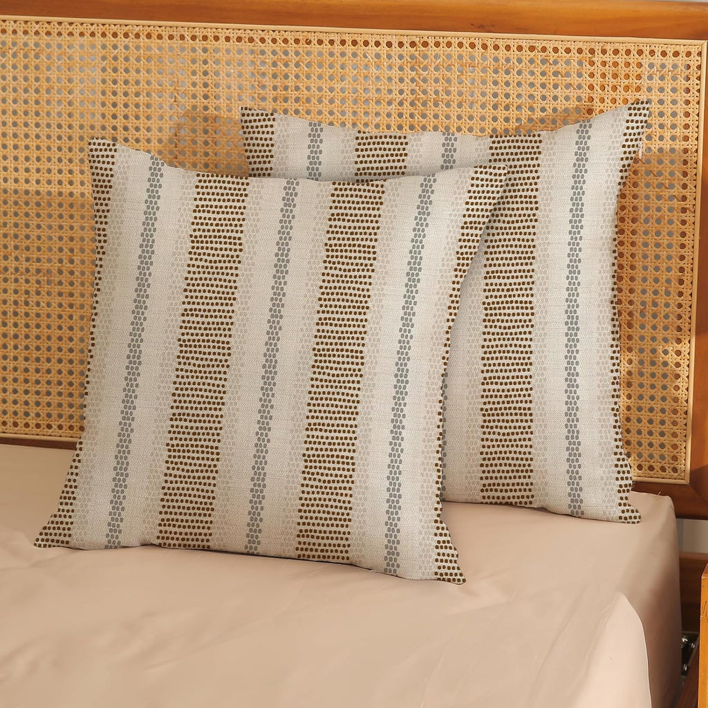 Brown Grey Gray Outdoor Pillow Covers 18x18 Set of 2 Boho Polka Dot Striped Throw Pillows Abstract Modern Geometry Decorative Pillow…