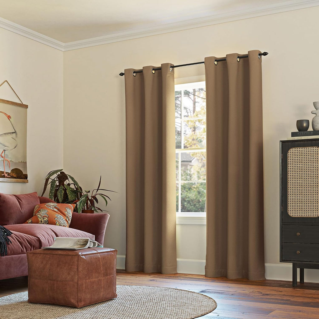Sun Zero Easton Energy Saving Blackout Grommet Curtain Panel, 40" x 63", Barley