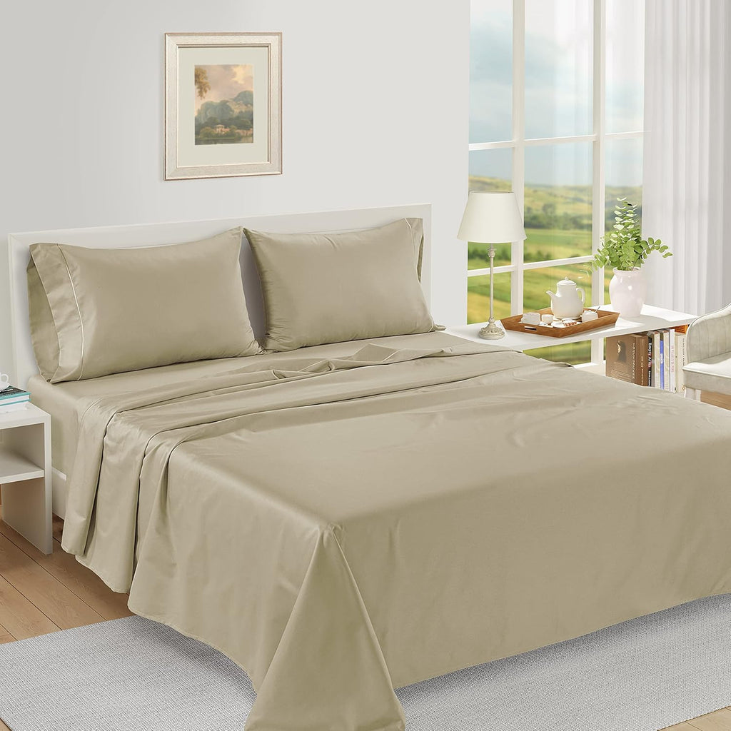 LaneLinen LANE LINEN Pillow Case Covers King Set of 2 100% Egyptian Cotton Sateen Soft Cool & Smooth Cases - Linen Cotton