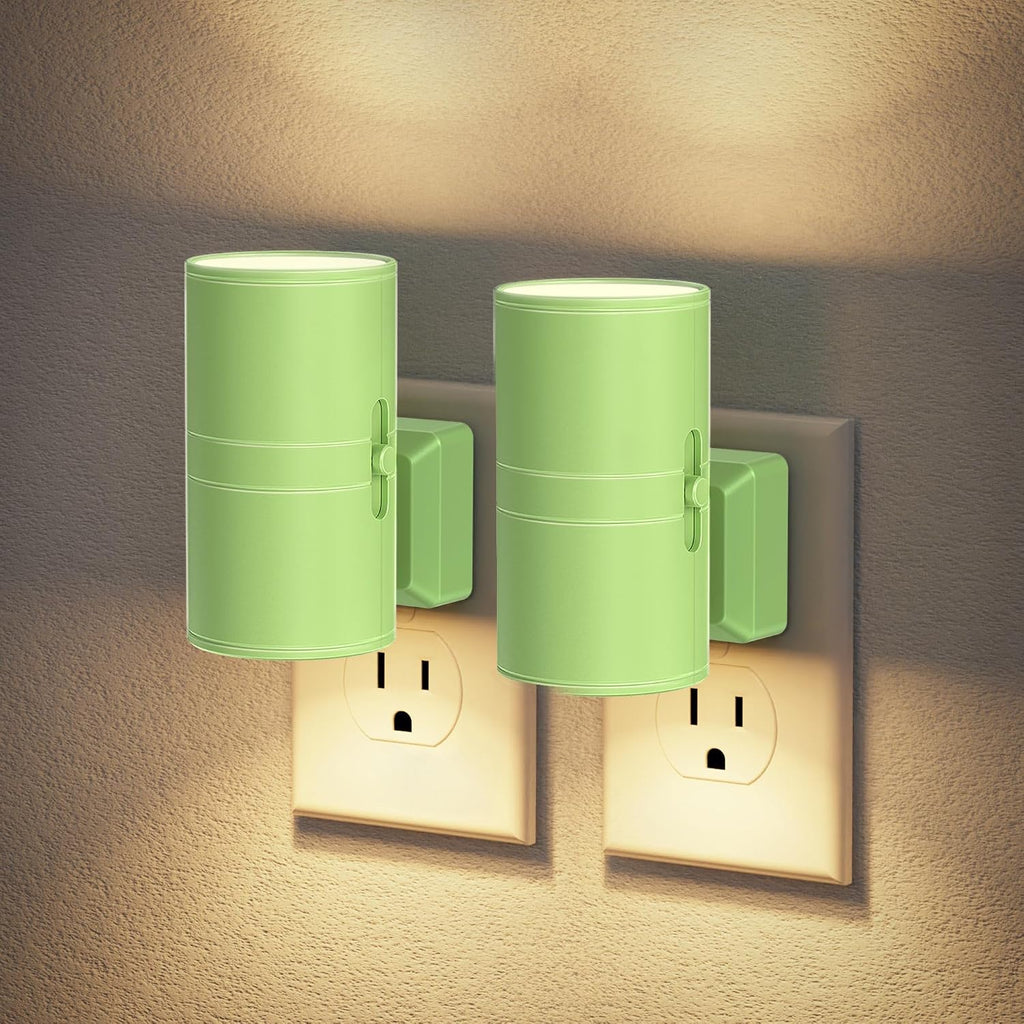 JandCase Night Lights Plug into Wall, Dimmable Night Light Plug in with Green Shade, Modern Night Lights with Dusk to Dawn Sensor, Soft…