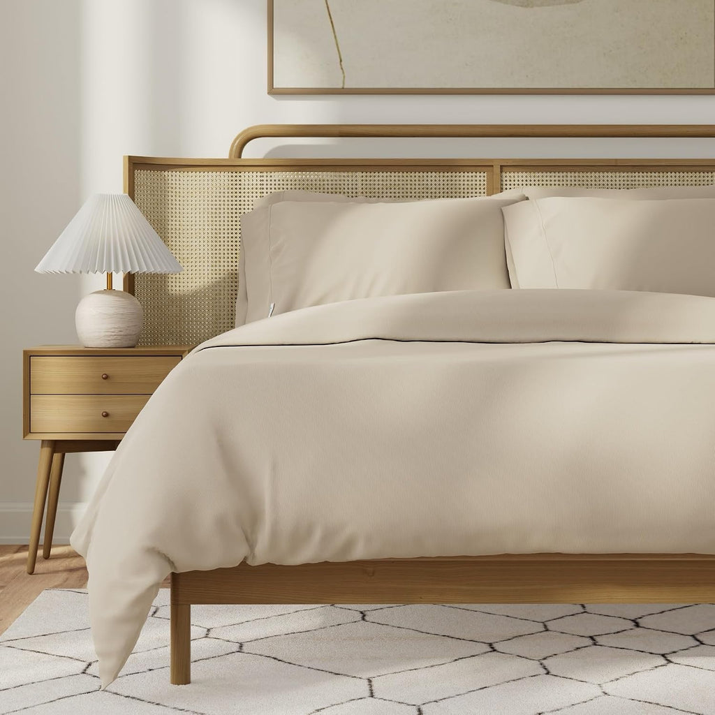 QuickZip Sateen Pillow Case Standard/Queen Size (20” X 32”) Pillowcases, Set of 2, 100% Cotton Pillow Covers with Envelope Closure, Sand