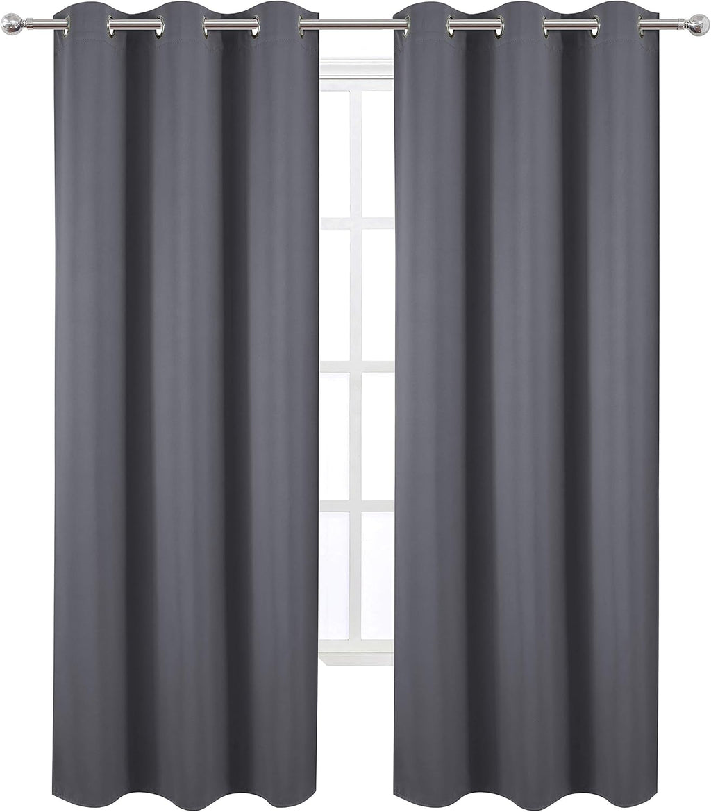 Lemomo Blackout Curtains 42 x 95 inch/Dark Grey Curtains Set of 2 Panels/Thermal Insulated Room Darkening Bedroom Curtains 95 inch Grey
