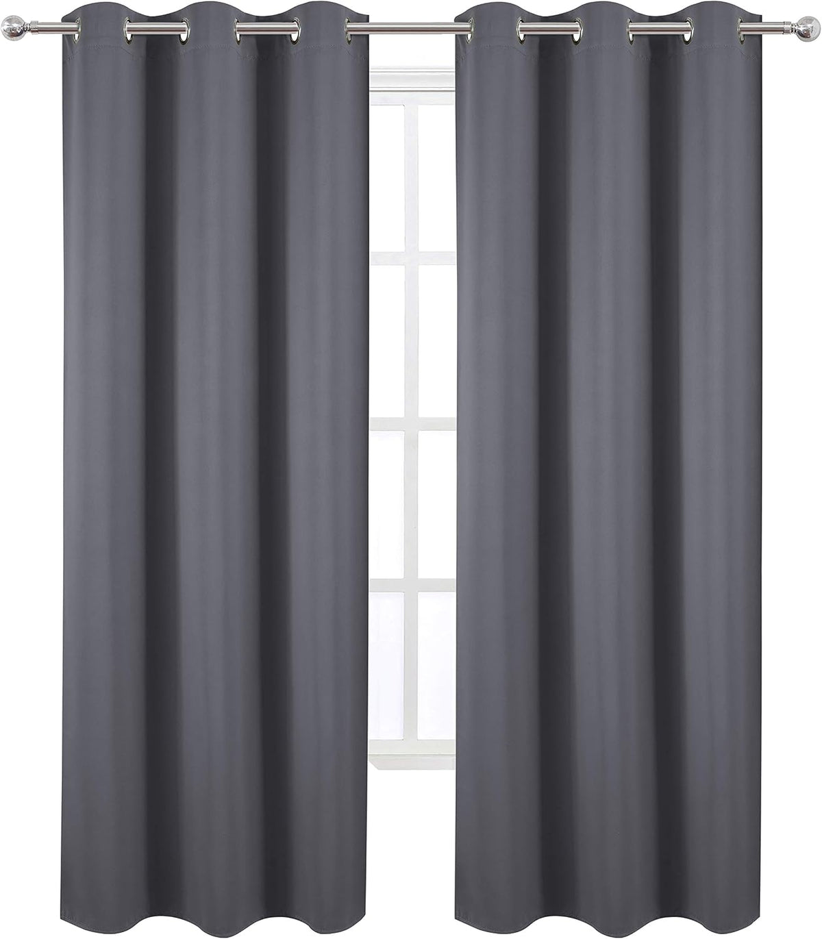 Lemomo Grey Thermal Blackout Curtains/42 x 84 Inch/Set of 2 Panels Room Darkening Curtains for Bedroom 84 Inch Grey