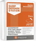HOSPITOLOGY PRODUCTS Pillow Encasement- Zippered Bed Bug Dust Mite Proof Hypoallergenic - Sleep Defense System - Queen - Waterproof - Set…