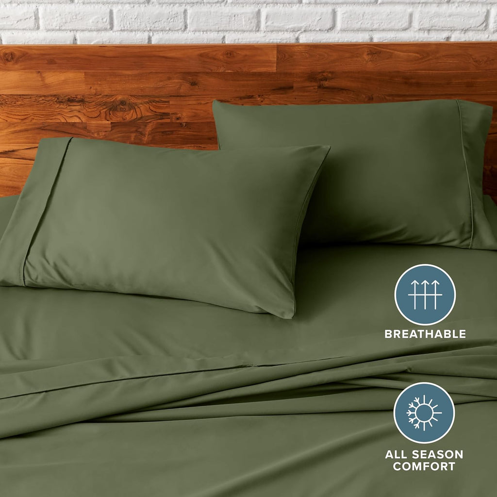 BareHome Bare Home Microfiber Pillow Cases - King Size Set of 2 - Cooling Pillowcases - Double Brushed - Cypress Pillowcases 2 Pack - Easy…