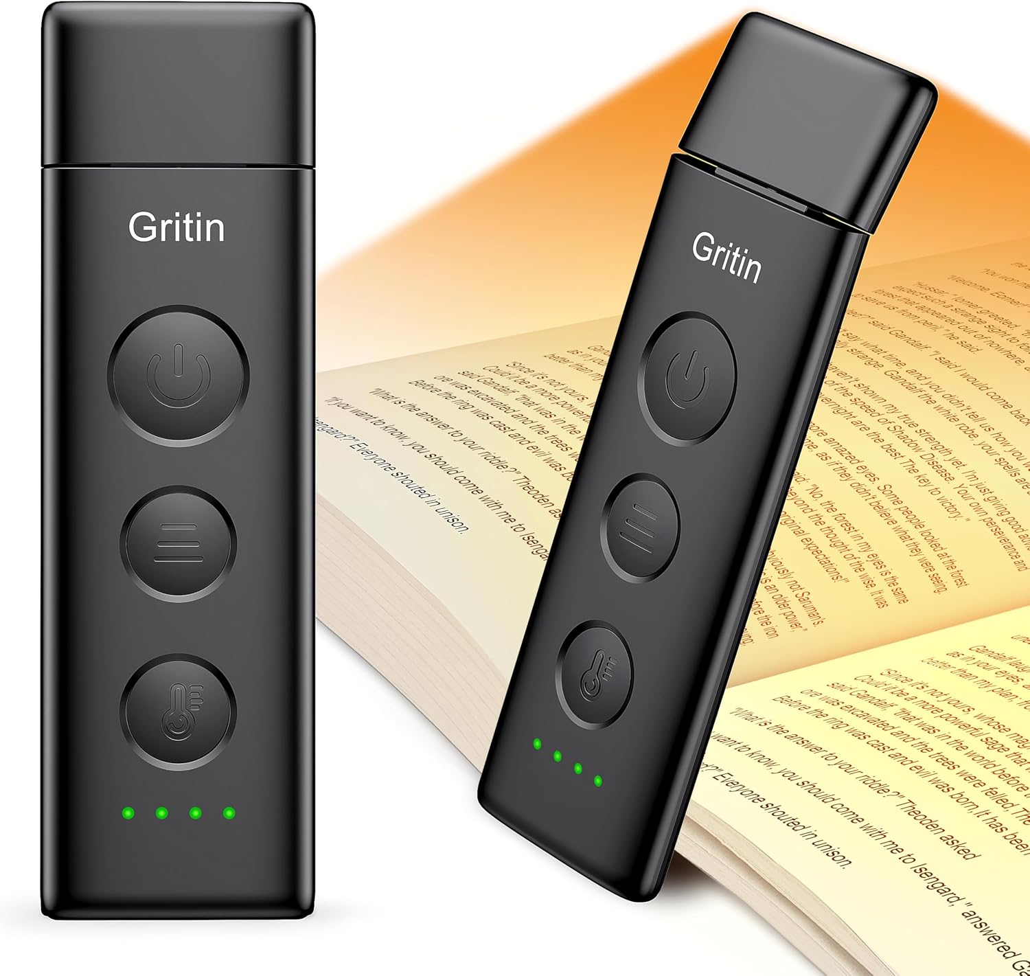 Gritin Book Light Rechargeable, Eye Caring 3-Color & 5-Brightness Clip on LED Reading Light for Books in Bed- Stepless Dimming, Long…