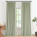 VisionHome Vision Home Soft Green Pinch Pleated Full Blackout Curtains Linen Blended Room Darkening Curtain Panels 84 inch for Living Room…